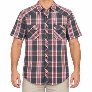 Rock & Republic Shirt Mens Medium Gray Red Plaid Short Sleeve Button Up Western